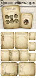 Printable Vintage Button Cards sewing hobby crafting printables digital graphics instant download digital collage sheet - 000219
