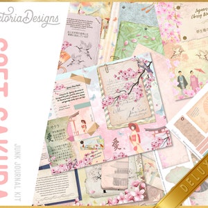 Soft Sakura DELUXE Junk Journal Kit, Cheery Blossoms Junk Journal, Printable Junk Journal Kit Supplies, Scrapbook Sakura Journal 002255