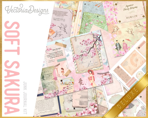 Soft Sakura DELUXE Junk Journal Kit - Printable Pages for Crafting - 002255