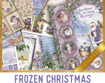 Frozen Christmas Journal Kit DELUXE, Purple Christmas Junk Journal Christmas Craft Kit Christmas Embellishments Christmas Paper 002808