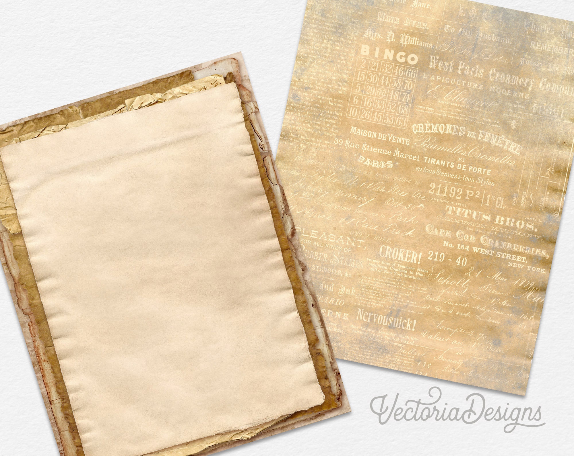 Old Books & Papers Paper Pack, Printable Vintage Paper, Scrapbook Paper  Pack, Printable Paper, Crafting Paper, Junk Journal - 002563