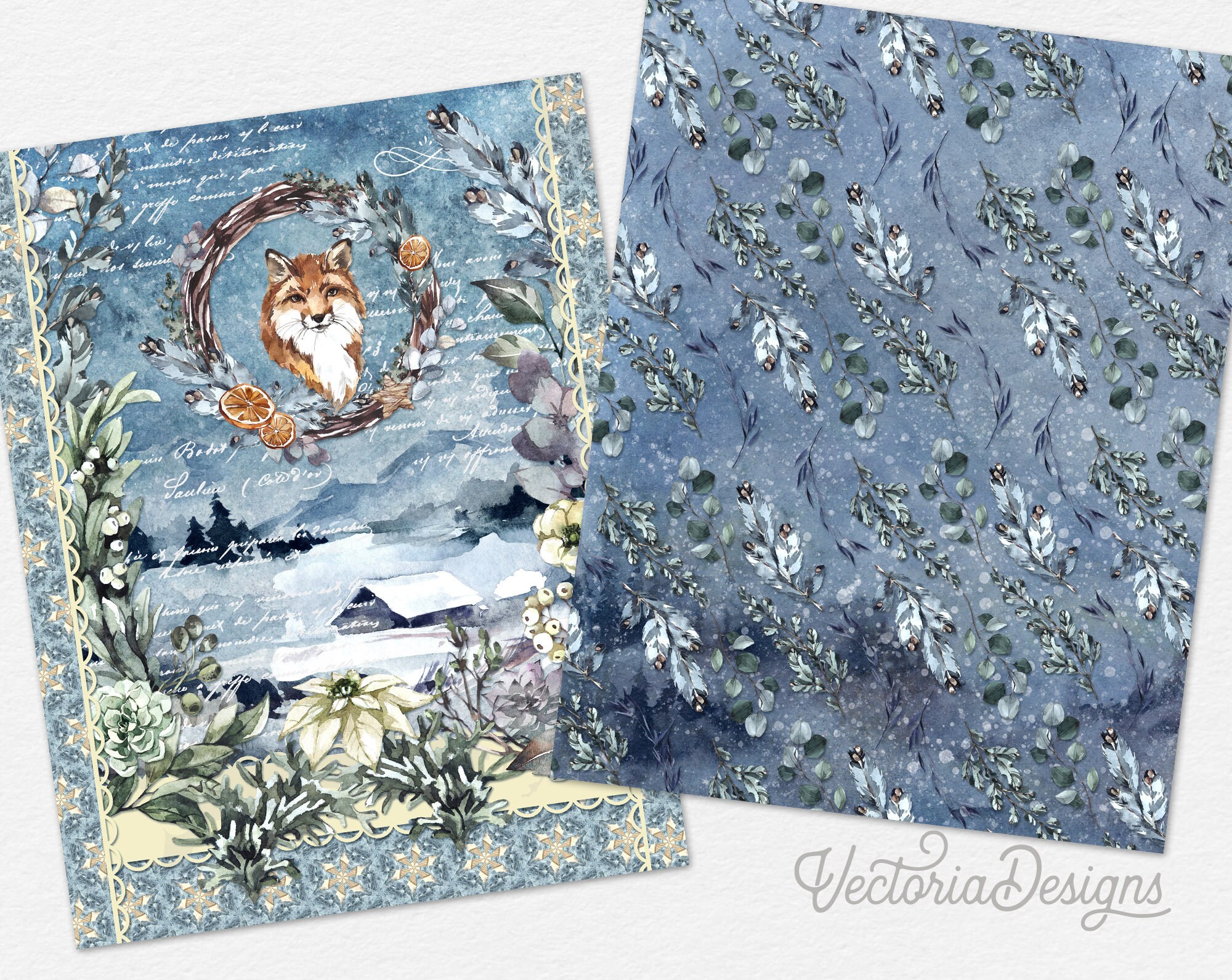 Winter Color Paper Pack Printable Paper Crafting Crafts Digital Download  Instant Download Digital Collage Sheet 8.5 X 11 Inch 001005 