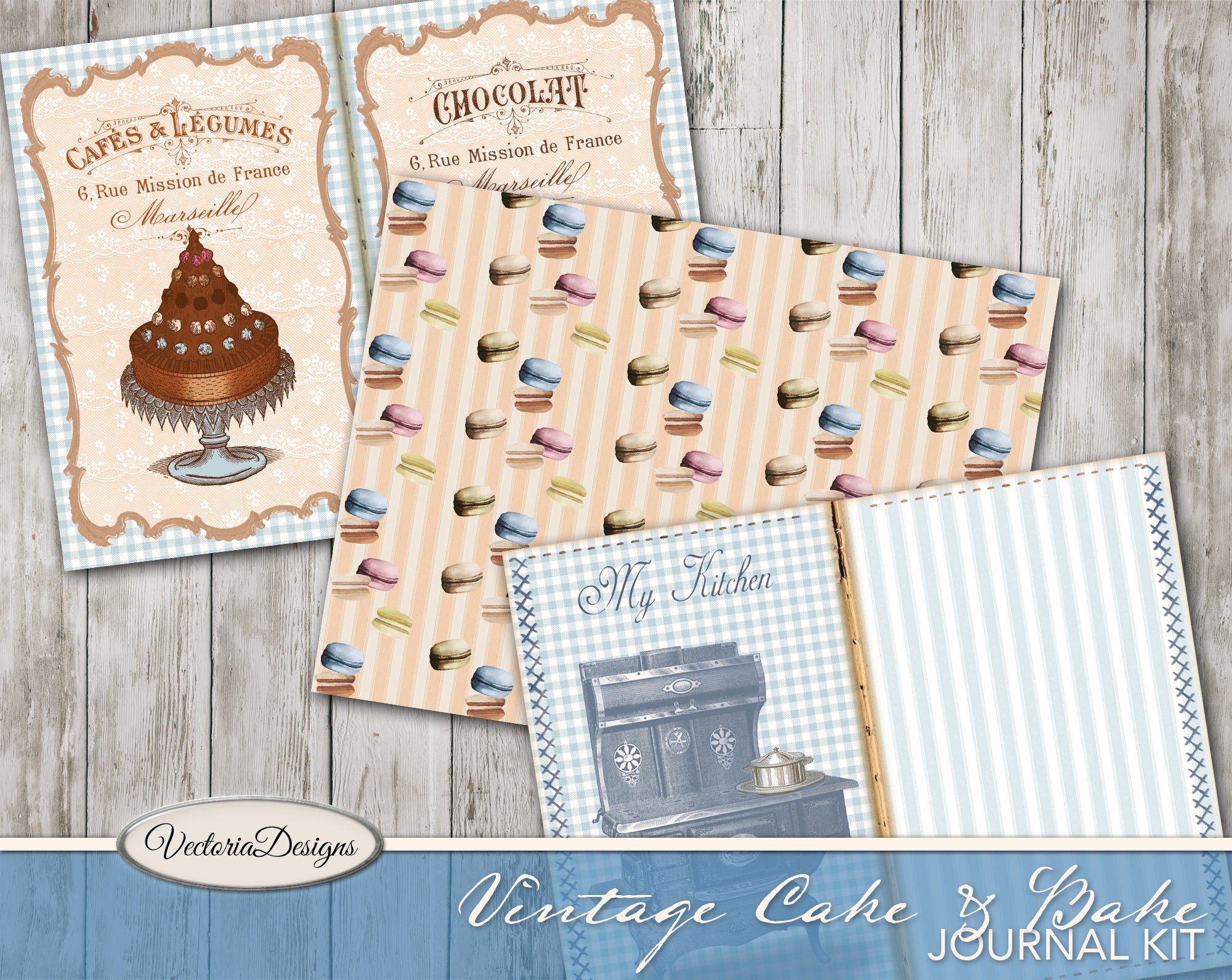 格安 Vintage Cake & Bake Junk Journal Kit, Printable Journal 文房具・ステーショナリー