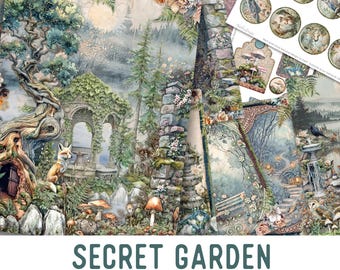 Secret Garden Junk Journal Kit (Standard) - Printable Craft Kit - 003852