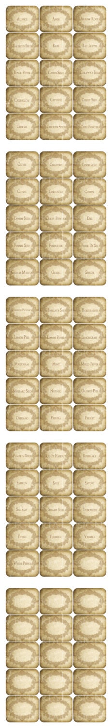 Herbs and Spice Labels printable kitchen organzing craft art hobby crafting scrapbooking instant download digital collage sheet VD0348