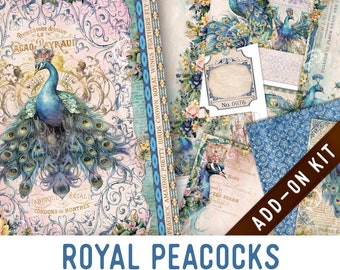 Royal Peacocks Junk Journal Kit ADD-ON, Afdrukbare Junk Journal Pagina's Afdrukbare Junk Journal Kit Craft kits Vintage Junk Journal 003271