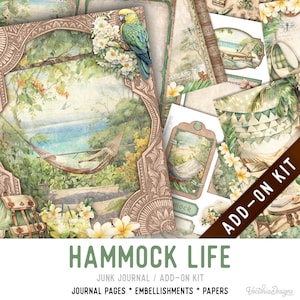 Hammock Life Junk Journal Kit ADD-ON, Printable Junk Journal Pages Journal Kit Craft kits Vintage Junk Journal 003574