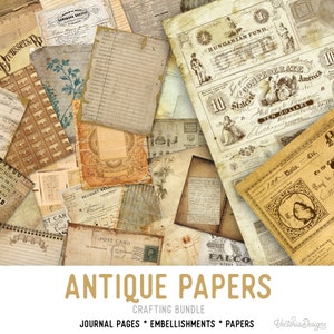 Mega Antique Papers Crafting Bundle, Ephemera Paper Digital, Antique Paper Craft, Antique Mega Pack, Craft Supplies, Bookmaking 001954