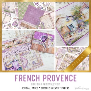 French Provence Junk Journal Kit DELUXE Crafting Printables Lavender Junk Journal Embellishments Printable Craft Kits DIY Tutorial 003070