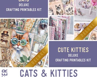 Cats & Kitties Offer, Crafting Printables, Journal Papers, Journal kit, Journal Embellishments, Journal Pages, Ephemera, Craft Kit 003816