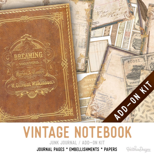 Vintage Notizbuch Junk Journal Kit ADD-ON, Printable Junk Journal Seiten Printable Junk Journal Kit Craft kits Vintage Junk Journal 003218