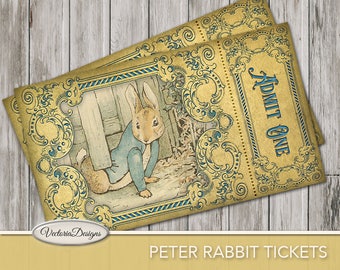 Peter Rabbit Tickets Printable paper crafting Beatrix Potter scrapbooking diy craft digital download instant digital sheet - 001731