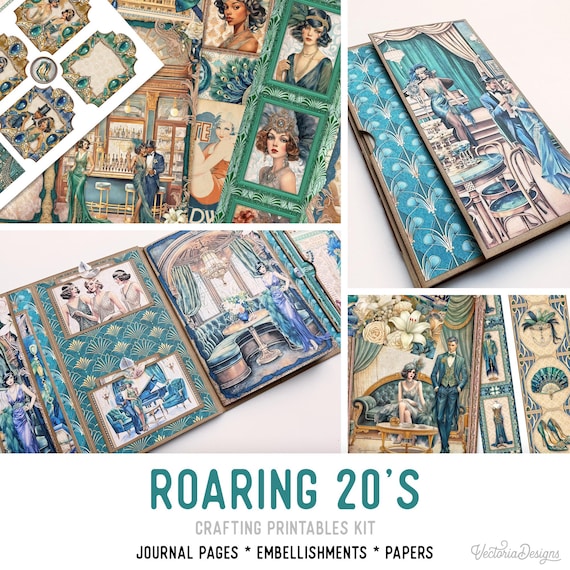 Roaring 20's Junk Journal Kit (Standard ) - Printable Pages, Papers and Embellishments for Crafting - 003630