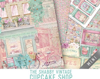 The Shabby Vintage Cupcake Shop MINI Crafting Printables Kit Cupcake Junk Journal Cupcake Embellishments Printable Craft Kits DIY - 002943