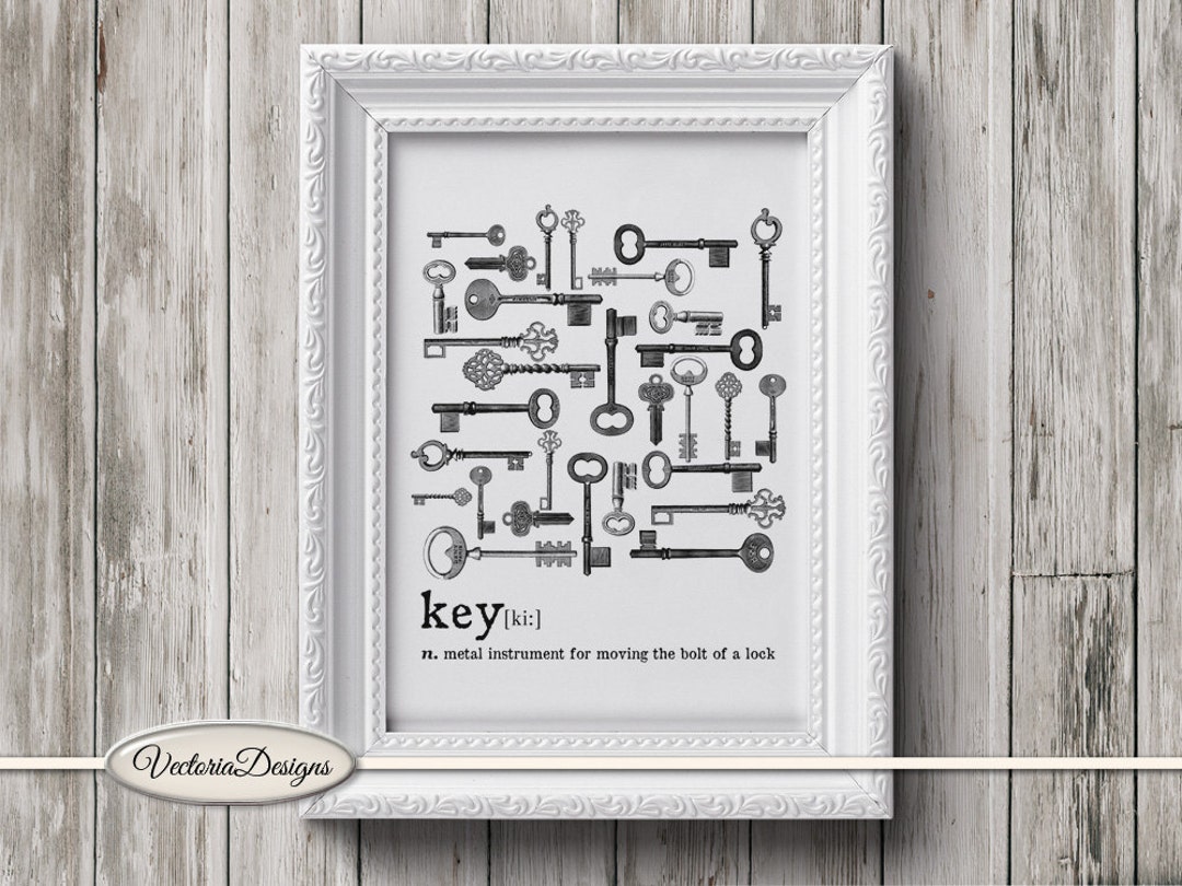 Keys Print Printable Art Black and White Print Dictionary Digital Print ...