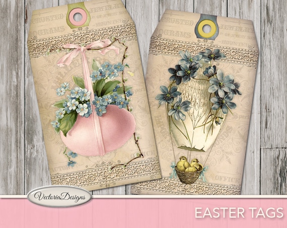 Printable Easter Tags, Easter Decor, Easter Bunny Tags, Easter Gift, Easter Collage Sheet, Easter Graphic, Spring Collages Easter  001070