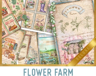 Flower Farm DELUXE Crafting Printables Kit Printable Flower Farm Junk Journal Kit Floral Embellishments Printable Craft Kit Scrapbook 002933