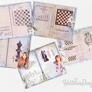 Queen's Chess Junk Journal Kit, Junk Journal Supplies, Junk Journal Printable, Junk Journal Ephemera, DIY Kit 002162 image 4