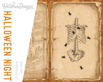 Halloween Night Crafting Printables Kit, Printable Journal Kit, Journal Ephemera, Scrapbook Journal, 002309