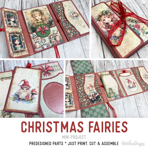 Christmas Fairies Mini Project Crafts Christmas Mini Folio Christmas Booklet Craft Kit Folio Junk Journal Add On Printable Craft Kit 003171