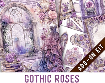 Gothic Roses Junk Journal Kit ADD-ON, Printable Junk Journal Pages Journal Kit Craft kits Vintage Junk Journal 003761