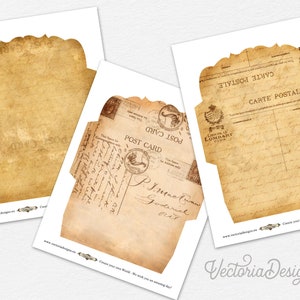 Five Postcards Envelopes, Digital Collage, Printable Postcards ...