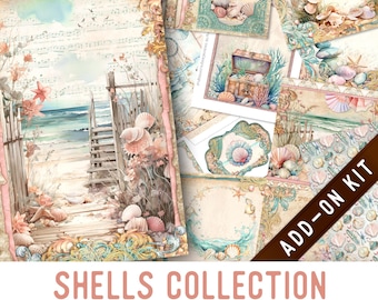 Shells Collection Junk Journal Kit ADD-ON, Printable Junk Journal Pages Journal Kit Craft kits Vintage Junk Journal 003457