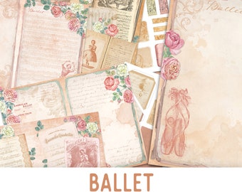 Ballet Junk Journal Kit, Balletcore, Ballet Journal, Printable Junk Journal, Scrapbooking, Printable Journal Pages, Printable Sheets 002204