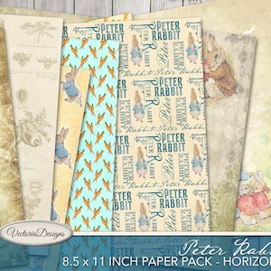 Peter Rabbit Papers, Peter Rabbit Printables, Scrapbook Paper, Decorative Paper, Digital Paper Pack, Beatrix Potter Paper Pack 001917