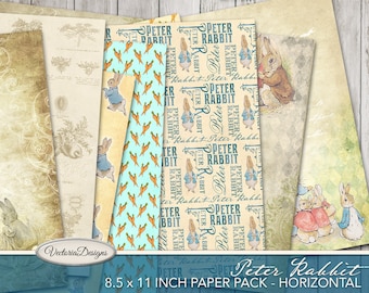Peter Rabbit Papers, Peter Rabbit Printables, Scrapbook Paper, Decorative Paper, Digital Paper Pack, Beatrix Potter Paper Pack 001917
