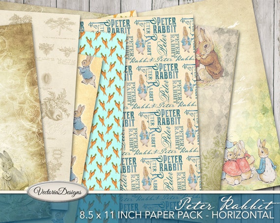 Peter Rabbit Papers, Peter Rabbit Printables, Scrapbook Paper, Decorative Paper, Digital Paper Pack, Beatrix Potter Paper Pack 001917