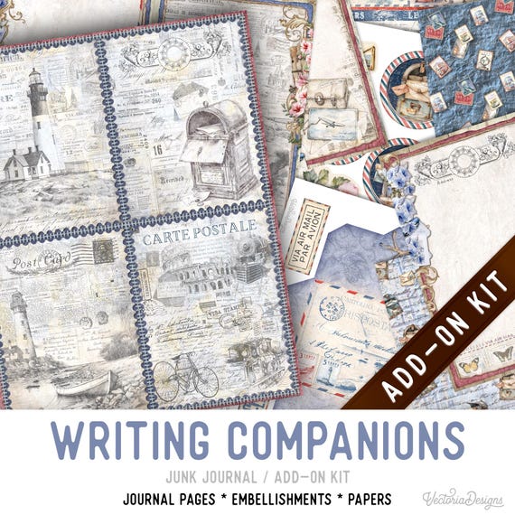 Writing Companions Junk Journal Kit ADD-ON, Printable Pages, Embellishments Papers - 003620