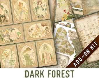 Dark Forest Junk Journal Kit ADD-ON, Printable Junk Journal Pages Journal Kit Craft kits Vintage Junk Journal 003621