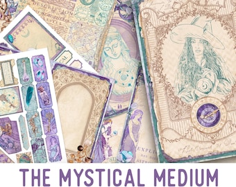 The Mystical Medium Junk Journal Kit, Fortune Teller, Tarot Junk Journal Kit, Craft kits, Mystical, Printable Journal Pages, Digital 002468