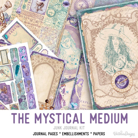 Mystical Medium Junk Journal Kit, Fortune Teller - Printable Pages for Crafting - 002468