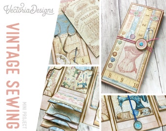 Vintage Sewing Mini Project, Booklet Craft Kit, Folio Kit, Junk Journal, Printable Craft kits, Printable Gift, Handmade Gift, DIY - 002817
