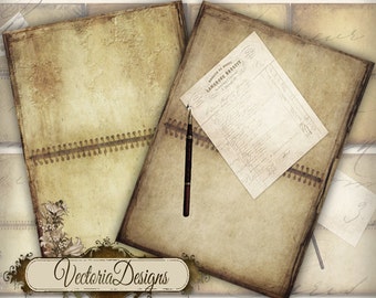 Little Notebook ATC vintage images digital background instant download printable collage sheet VD0143