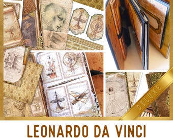 Leonardo Da Vinci Large Junk Journal Kit DELUXE, Vintage Junk Journal Crafting Printables Da Vinci Embellishments Craft Tutorial 003841