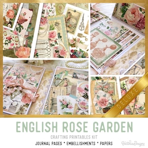 English Rose Garden DELUXE Junk Journal Kit, Printable Journal Kit, Digis Journal Kit, Junk Journal Ephemera, Scrapbook Journal Kit 002296