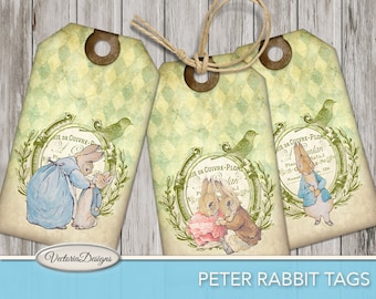 Peter Rabbit Tags printable tags paper crafting beatrix potter scrapbooking hobby crafting instant download digital sheet - 001746