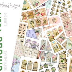 Mega Spring Bundle, Printable Paper, Scrapbook Journal, Mega Crafting Bundle, Collage Sheets, Spring Decoration Bundle, Ephemera 001739 image 1