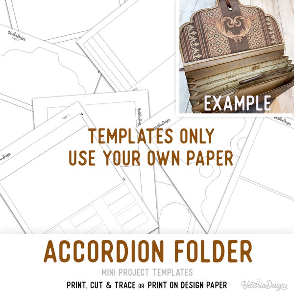 Accordion Folder Templates Vacation Crafts Mini Accordion Folder Craft Kit Junk Journal Element Printable Craft kit Handmade 002886