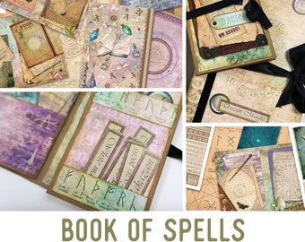 Book Of Spells Crafting Printables Kit, Craft Kits, Junk Journal Printable, White Witch Journal, Magic Junk Journal, Supplies Kit- 002249