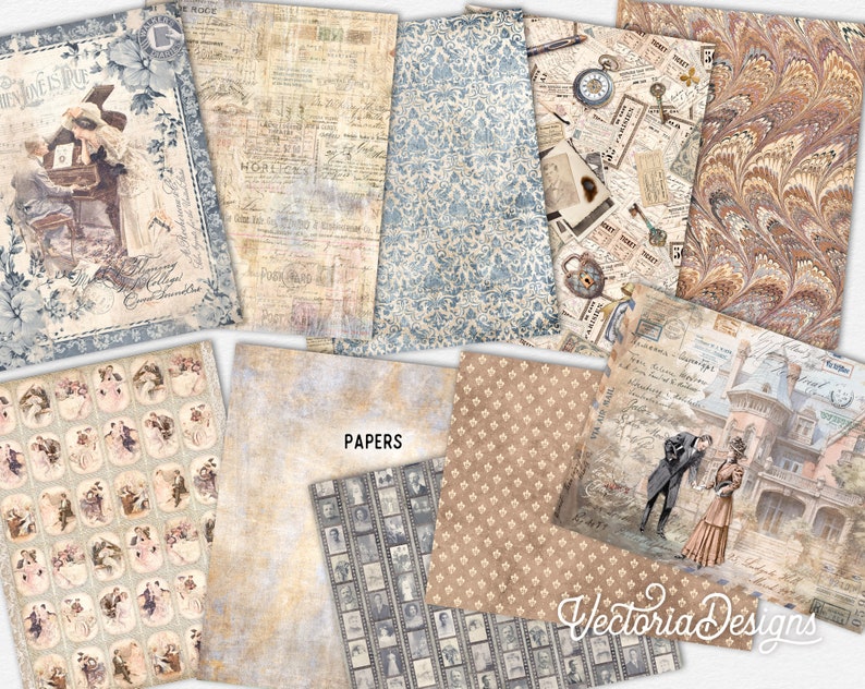 Secret Diary Junk journal Kit, Secret Scribbles MINI Crafting Printables Kit Junk Journal Embellishments Vintage Diary Paper Pack 003044 image 4