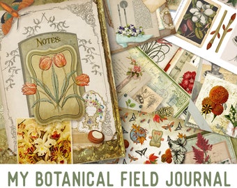 Botanical Field Journal Botanical Journal Junk Kit Printable Embellishments Papers Printable Journal Scrapbooking Instant Download - 002140