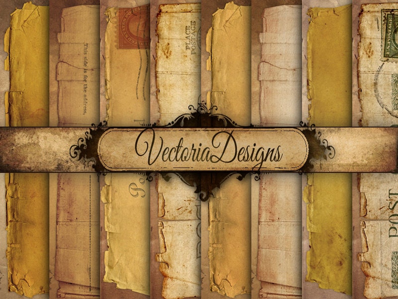 Vintage Postcard Papers Printable 8.5 x 11 inch paper pack scrapbooking