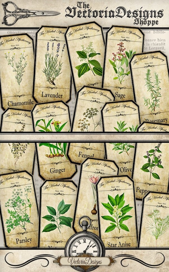 Herbal Apothecary Labels, Apothecary Bottle Labels, Spice Jar Labels, Herbal Labels, Digital Images, Apothecary Graphics, Potion 000519