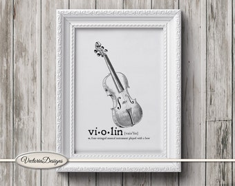 Violin print printable art black and white print dictionary digital print printable instant download digital collage sheet - 000622