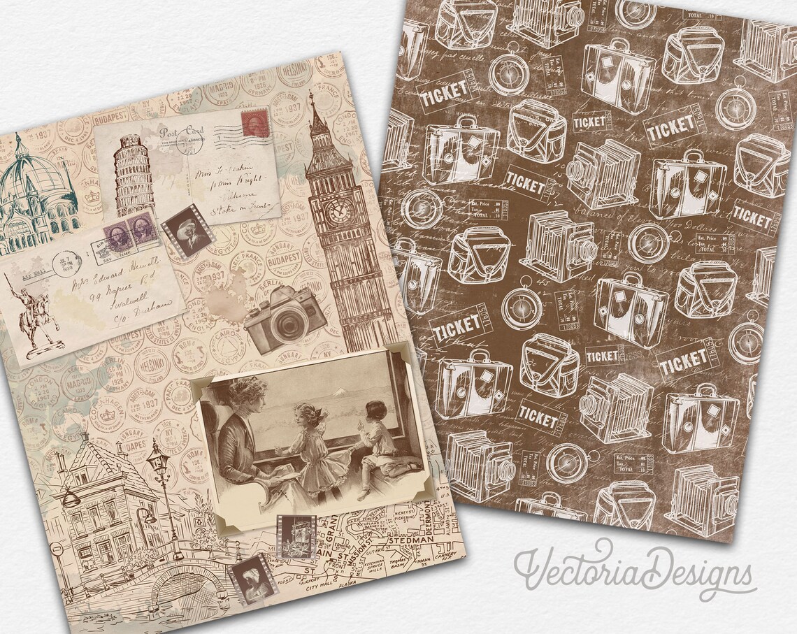 Capture My Travels Paper Pack Printable Paper Pack Digital | Etsy