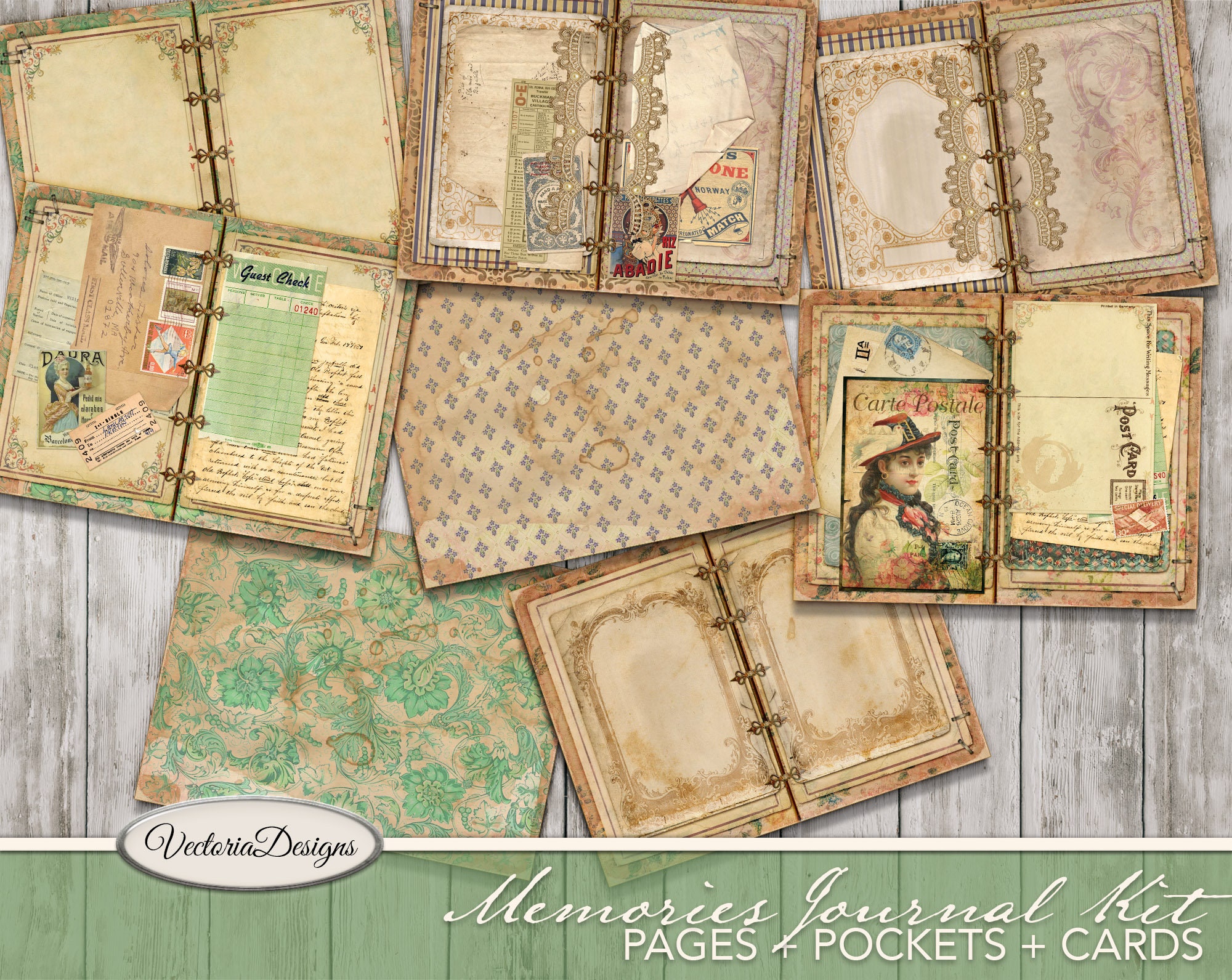 Memories Junk Journal Kit, Printable Junk Journal, Digital Journal Kit